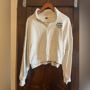 Women’s Sz. L Crop Sweatshirt “Takin It Easy Club” Embroidered